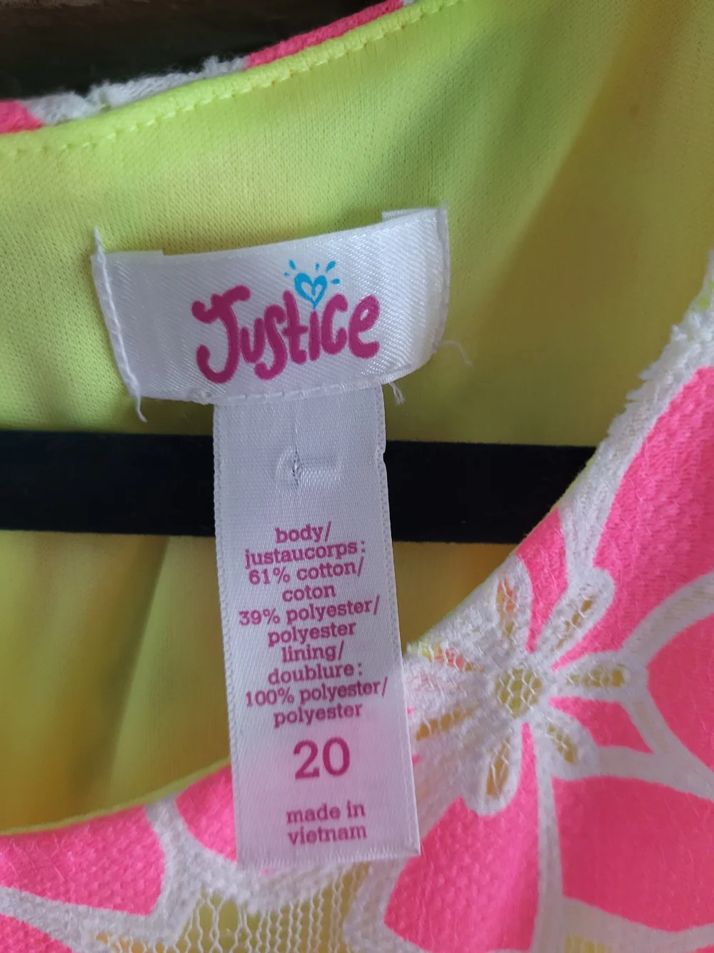 Kids Floral Sleeveless Dress - Neon Pink & Lime - Size 20 XXL